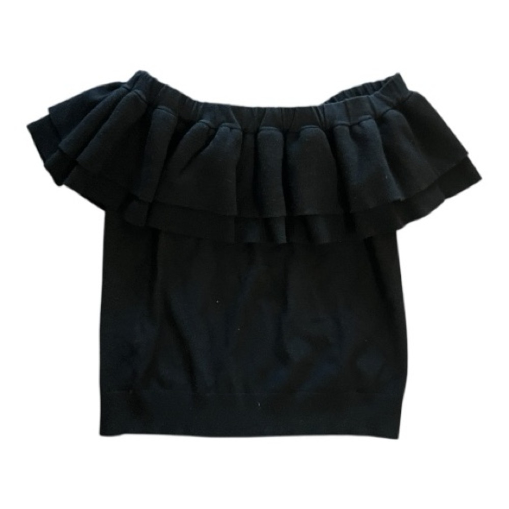 J. Crew Elegant Off The Shoulder Black Ruffle Top